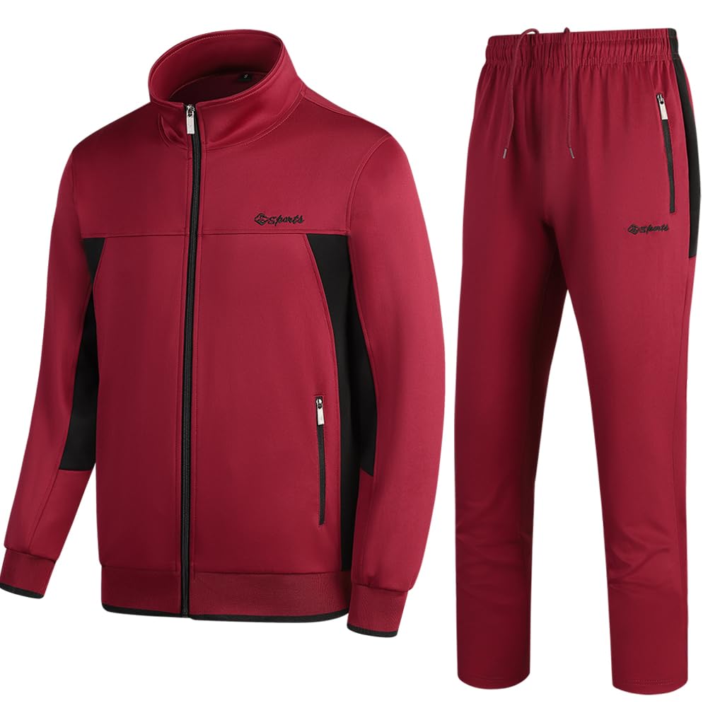 Men's Casual Athletic Tracksuit Long Sleeve Sweatsuit Set Full Zip Running Jacket and Pants 2 Piece Outfits