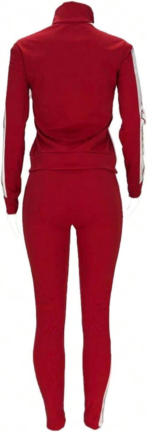 Women's 2 Piece Track Suits with Pockets,Full Zip Striped Sweatsuits Set,Jogging Sets Activewear with Jogger Pants S-XXL