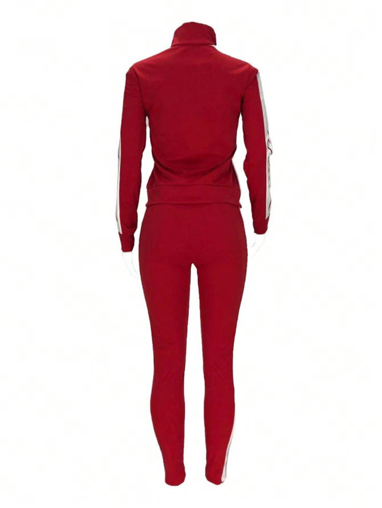 Women's 2 Piece Track Suits with Pockets,Full Zip Striped Sweatsuits Set,Jogging Sets Activewear with Jogger Pants S-XXL