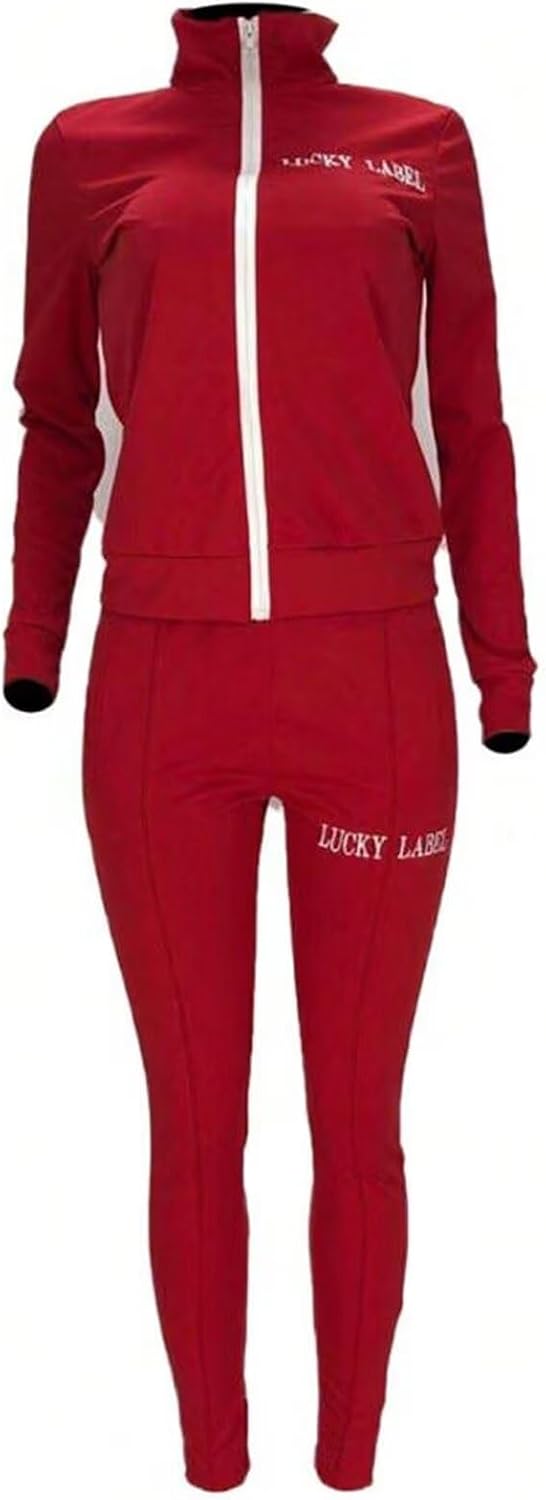 Women's 2 Piece Track Suits with Pockets,Full Zip Striped Sweatsuits Set,Jogging Sets Activewear with Jogger Pants S-XXL
