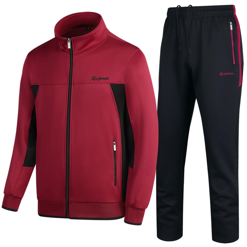 Men's Casual Athletic Tracksuit Long Sleeve Sweatsuit Set Full Zip Running Jacket and Pants 2 Piece Outfits