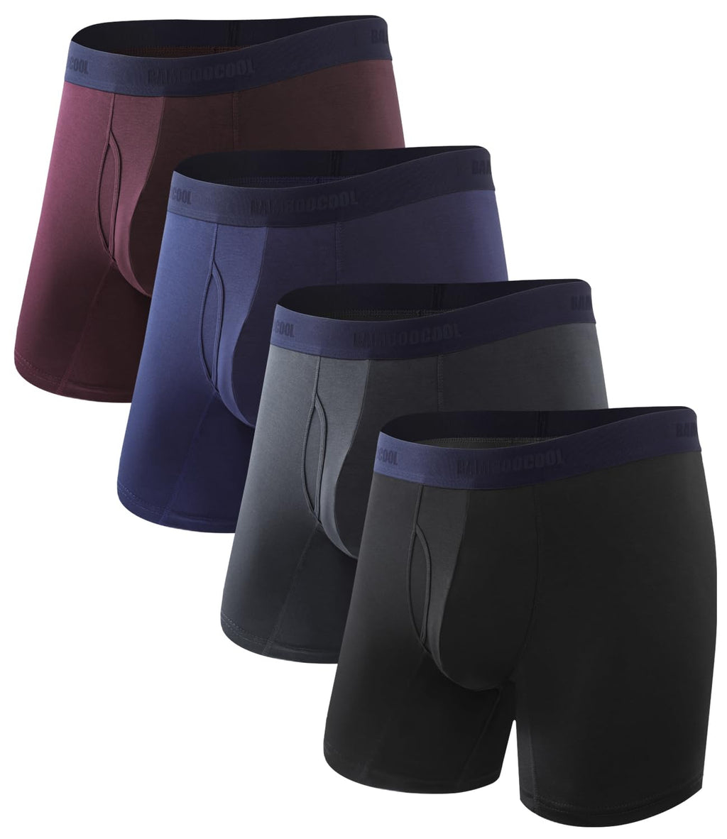 BAMBOO COOL Men's Ultra Breathable Underwear,No Riding Up Boxer Briefs with ComfortFlexible Waistband,Multipack