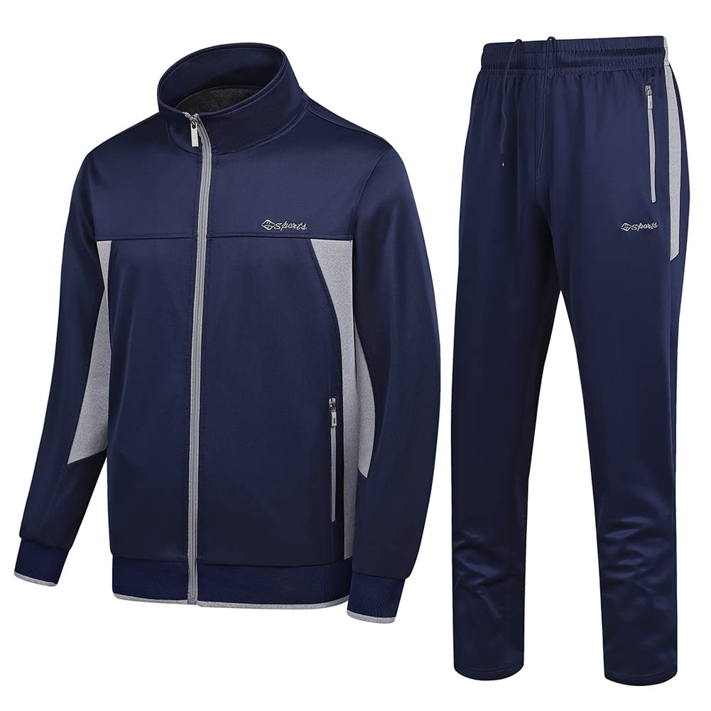 Men's Casual Athletic Tracksuit Long Sleeve Sweatsuit Set Full Zip Running Jacket and Pants 2 Piece Outfits