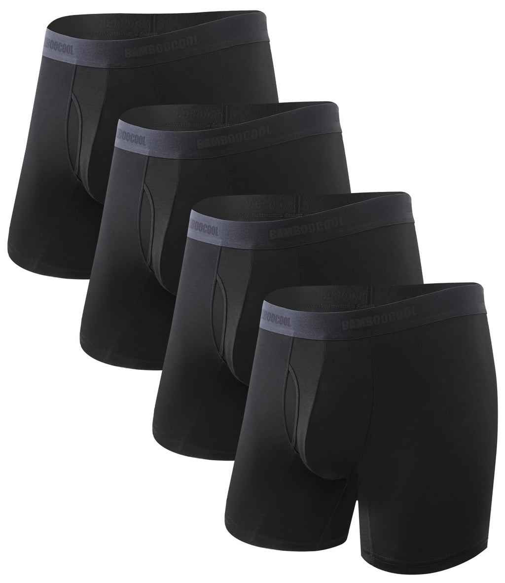 BAMBOO COOL Men's Ultra Breathable Underwear,No Riding Up Boxer Briefs with ComfortFlexible Waistband,Multipack