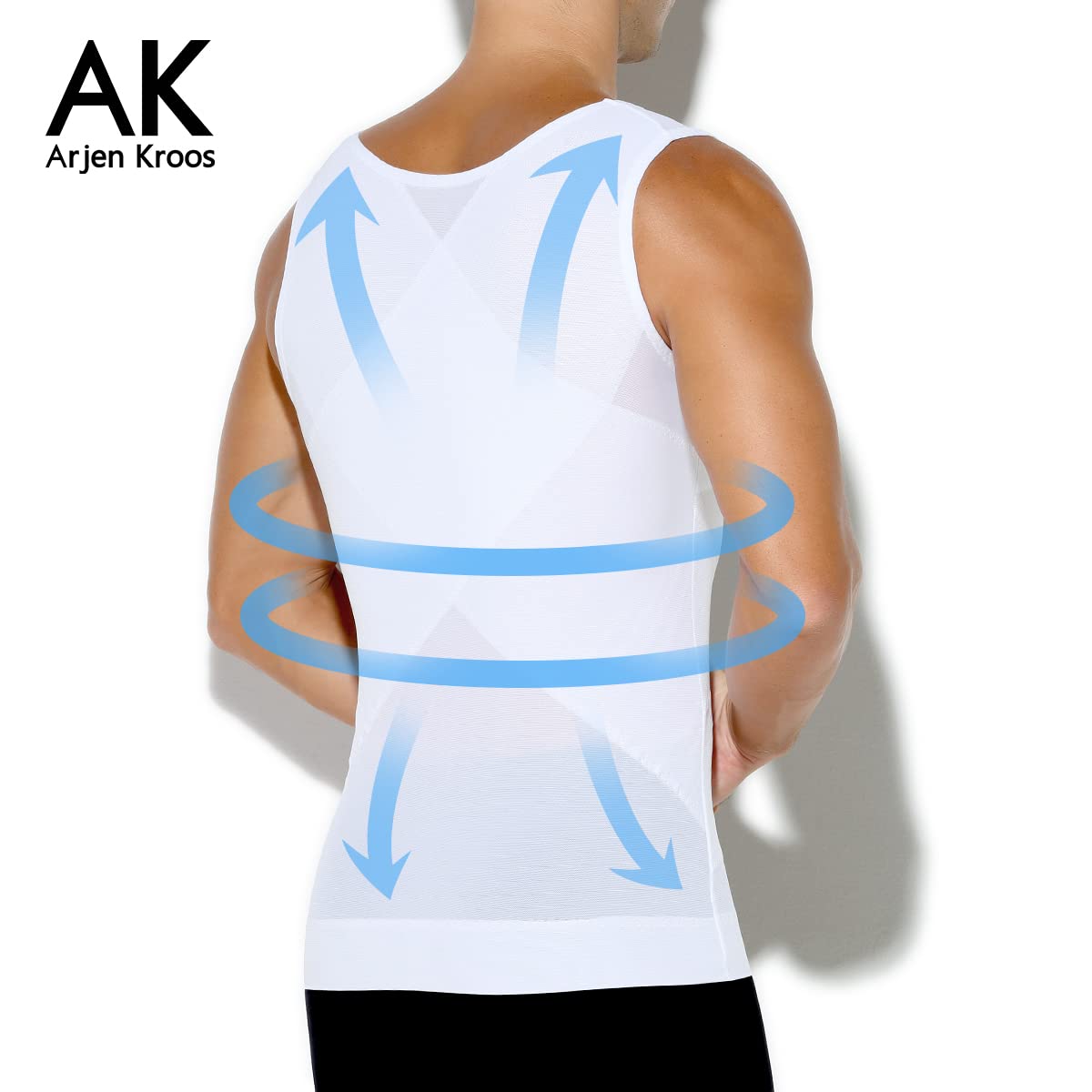 Arjen Kroos Compression Shirts for Men Breathable Mesh Slimming Tank Tops | Shapewear,Body Shaper,Fajas Para Hombres,Gynecomastia & Tummy Control,Posture Support,for Workout Gym/Dates/Formal Events