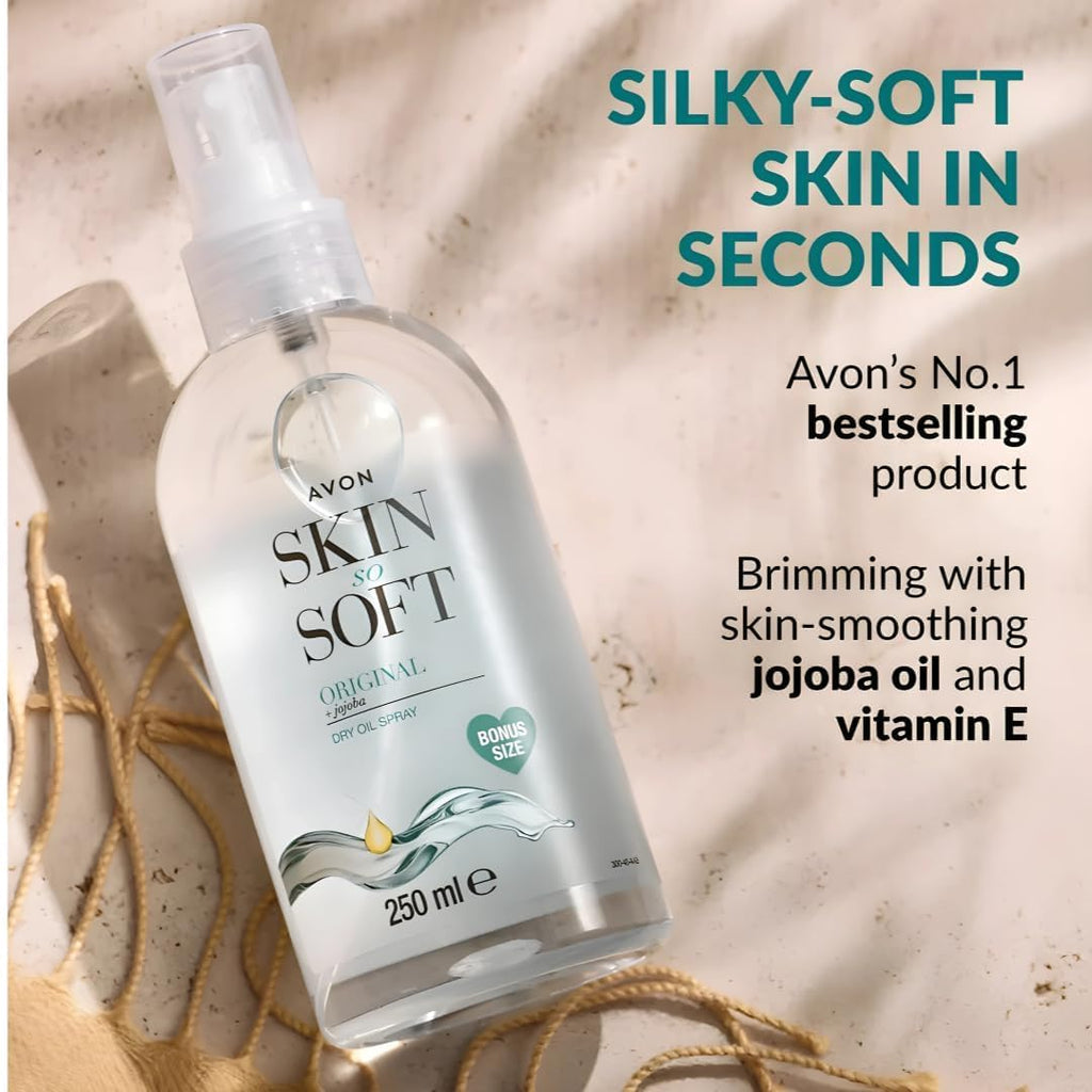 AVON SKIN SO SOFT Original Jojoba Dry Oil Sprayy (8.45 Fl Oz (Pack of 2))