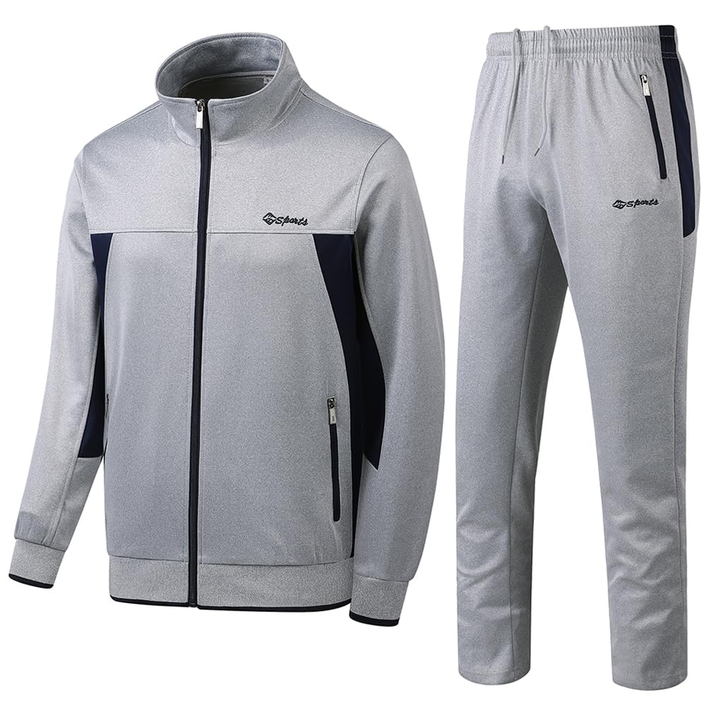 Men's Casual Athletic Tracksuit Long Sleeve Sweatsuit Set Full Zip Running Jacket and Pants 2 Piece Outfits