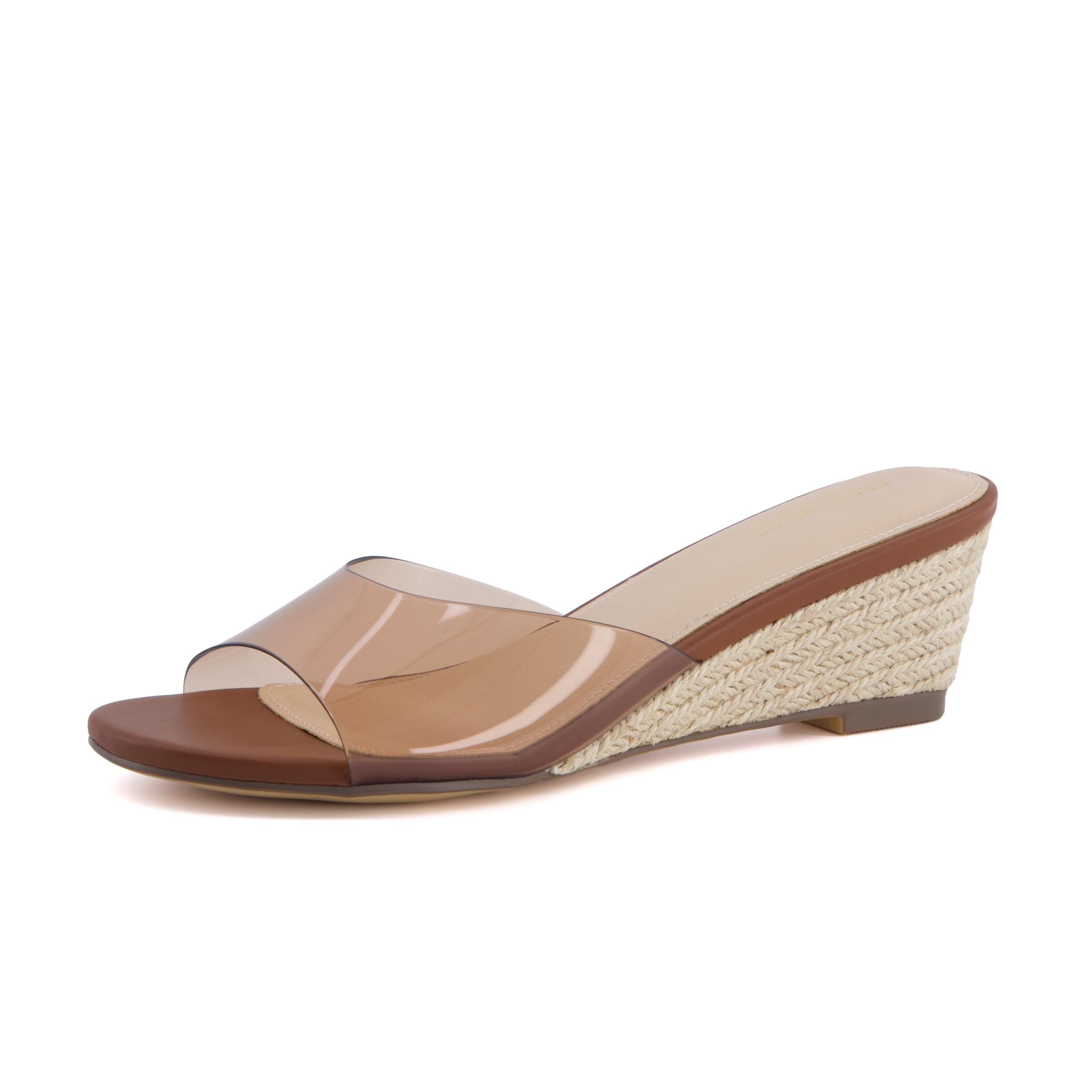 CUSHIONAIRE Brit Dress Wedge Sandals for Women, Clear Slip-On Espadrille Heels with Soft Memory Foam Comfort