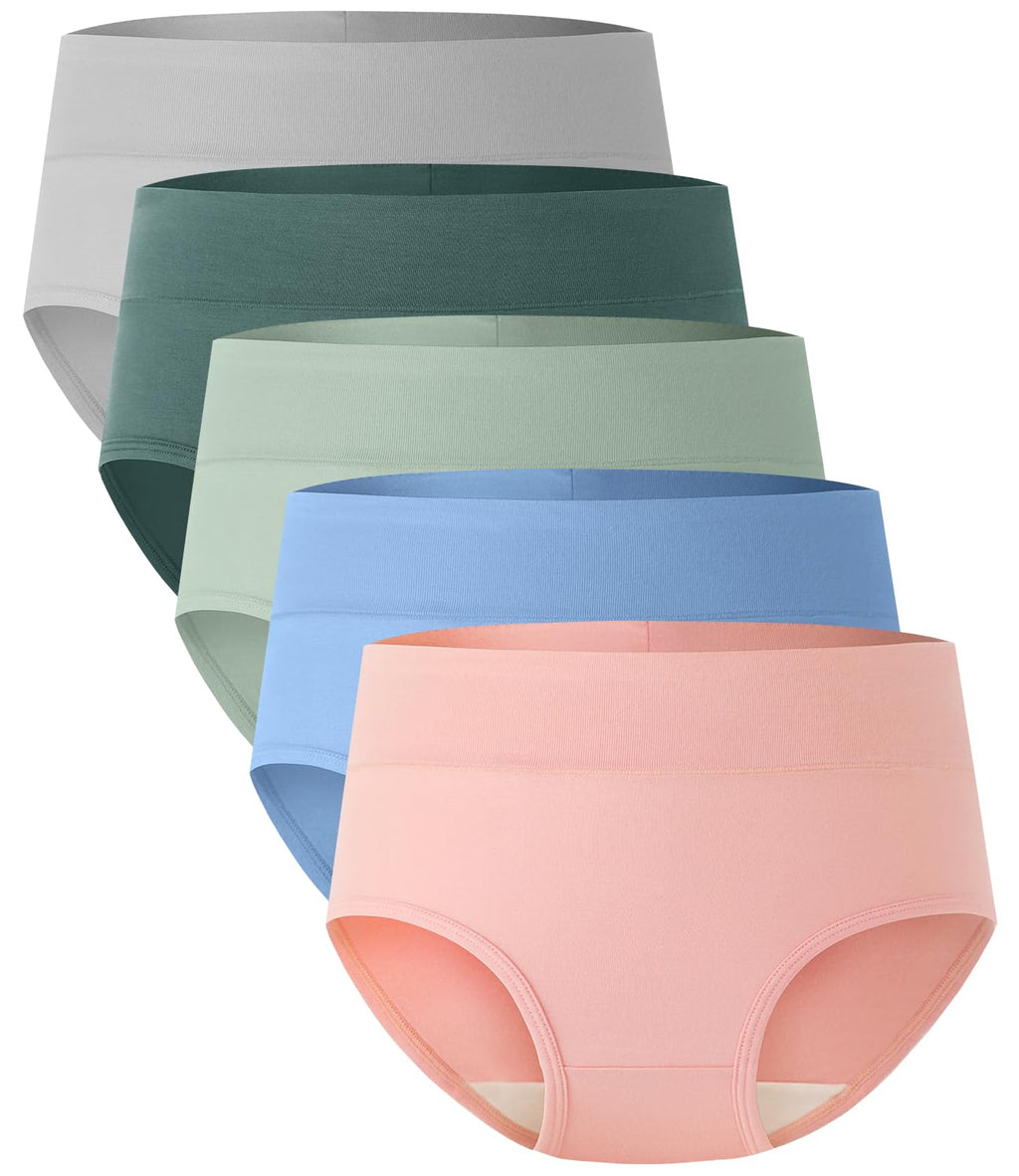 BAMBOO COOL Women's Underwear High Waisted Briefs Full Coverage Soft and Breathable Panties, 5-Pack