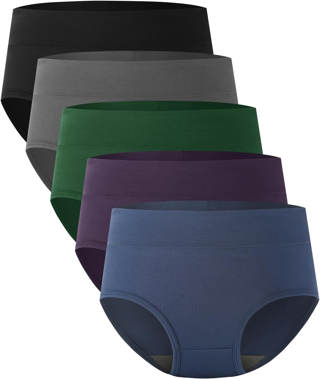 BAMBOO COOL Women's Underwear High Waisted Briefs Full Coverage Soft and Breathable Panties, 5-Pack
