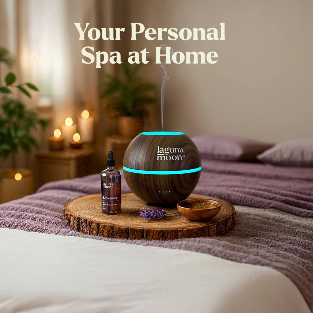 Lagunamoon Essential Oils Aromatherapy Set - 6 Oils for Diffusers, Home Care, Candle Making Scents, Fragrance, Humidifiers, Gifts - Peppermint, Tea Tree, Lavender, Eucalyptus, Orange (10mL)
