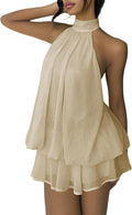 SHINFY Women Chiffon Halter Cocktail Dresses for Wedding Guest Ruffle Mini Beach Vacation Birthday Dresses