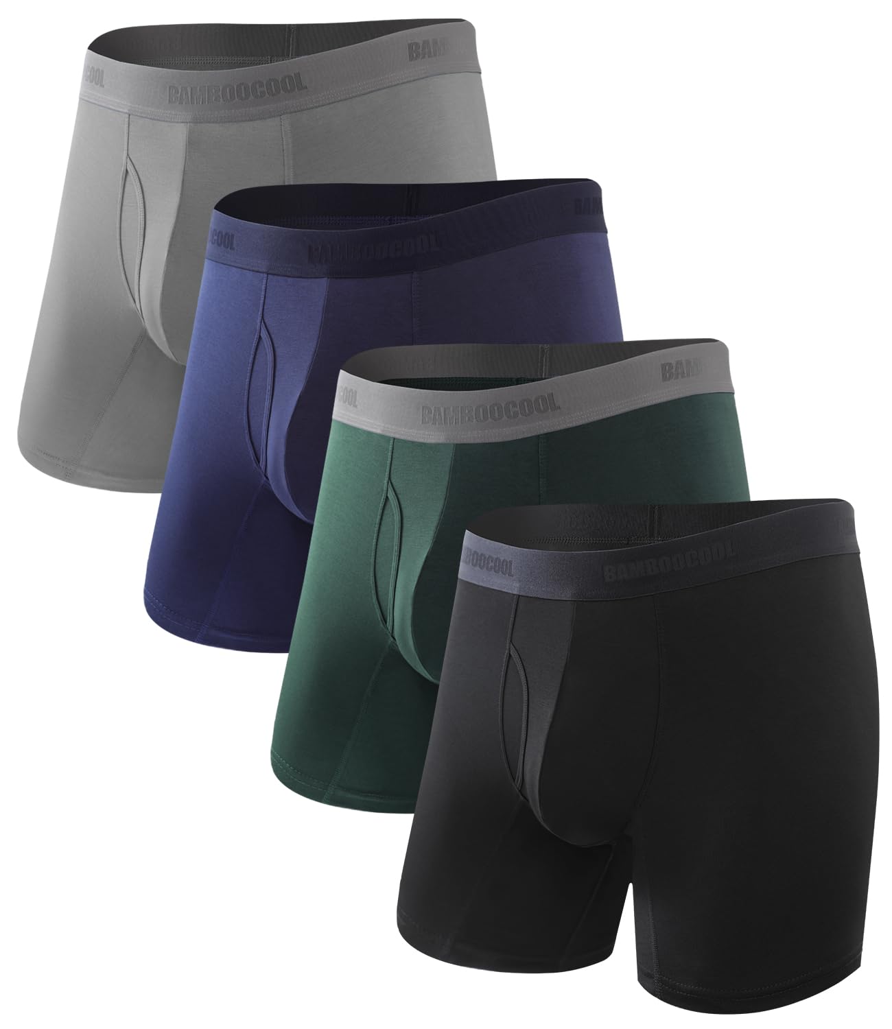 BAMBOO COOL Men's Ultra Breathable Underwear,No Riding Up Boxer Briefs with ComfortFlexible Waistband,Multipack