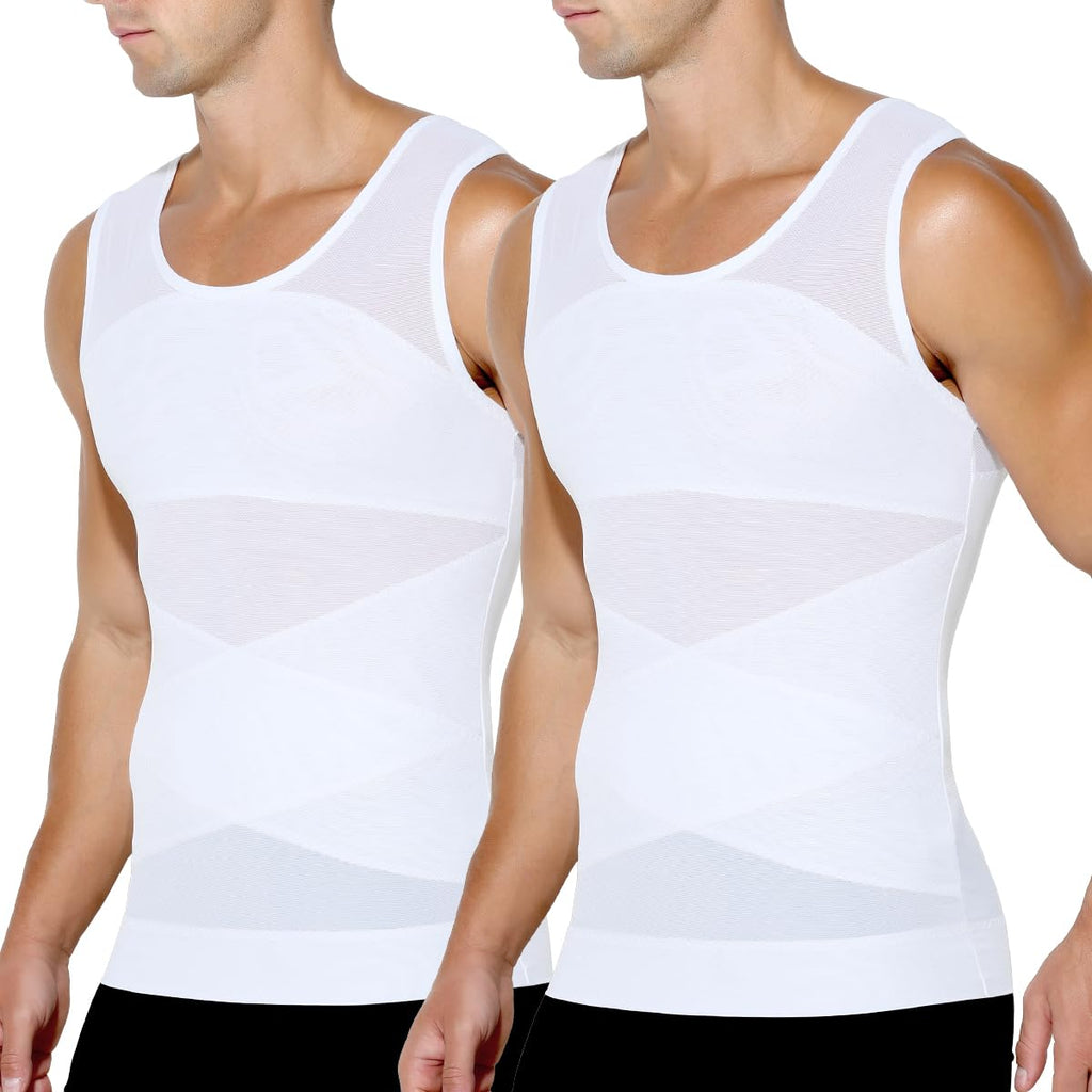 Arjen Kroos Compression Shirts for Men Breathable Mesh Slimming Tank Tops | Shapewear,Body Shaper,Fajas Para Hombres,Gynecomastia & Tummy Control,Posture Support,for Workout Gym/Dates/Formal Events
