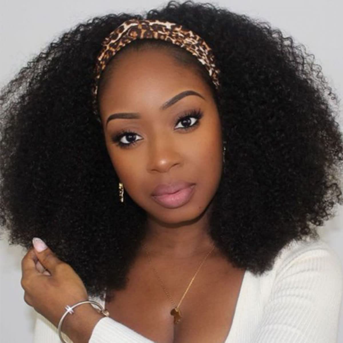 ISEE Half Wig Human Hair Glueless Wigs Upgrade 3 IN 1 Half Wig With Drawstring Seamless Clip Ins Flip Over Kinky Curly Human Hair No Glue No Lace For Women 180% Density 22 Inch