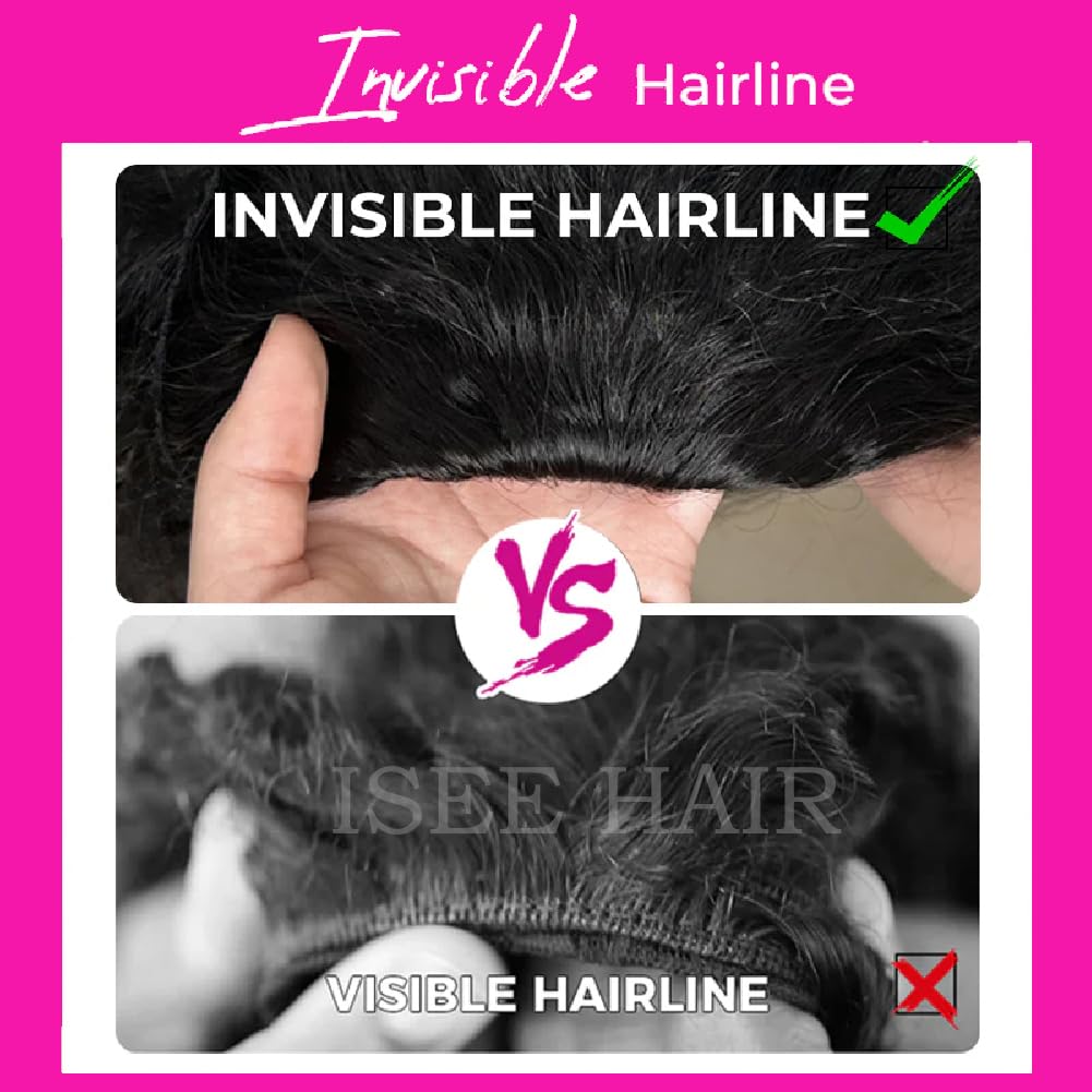 ISEE Half Wig Human Hair Glueless Wigs Upgrade 3 IN 1 Half Wig With Drawstring Seamless Clip Ins Flip Over Kinky Curly Human Hair No Glue No Lace For Women 180% Density 22 Inch