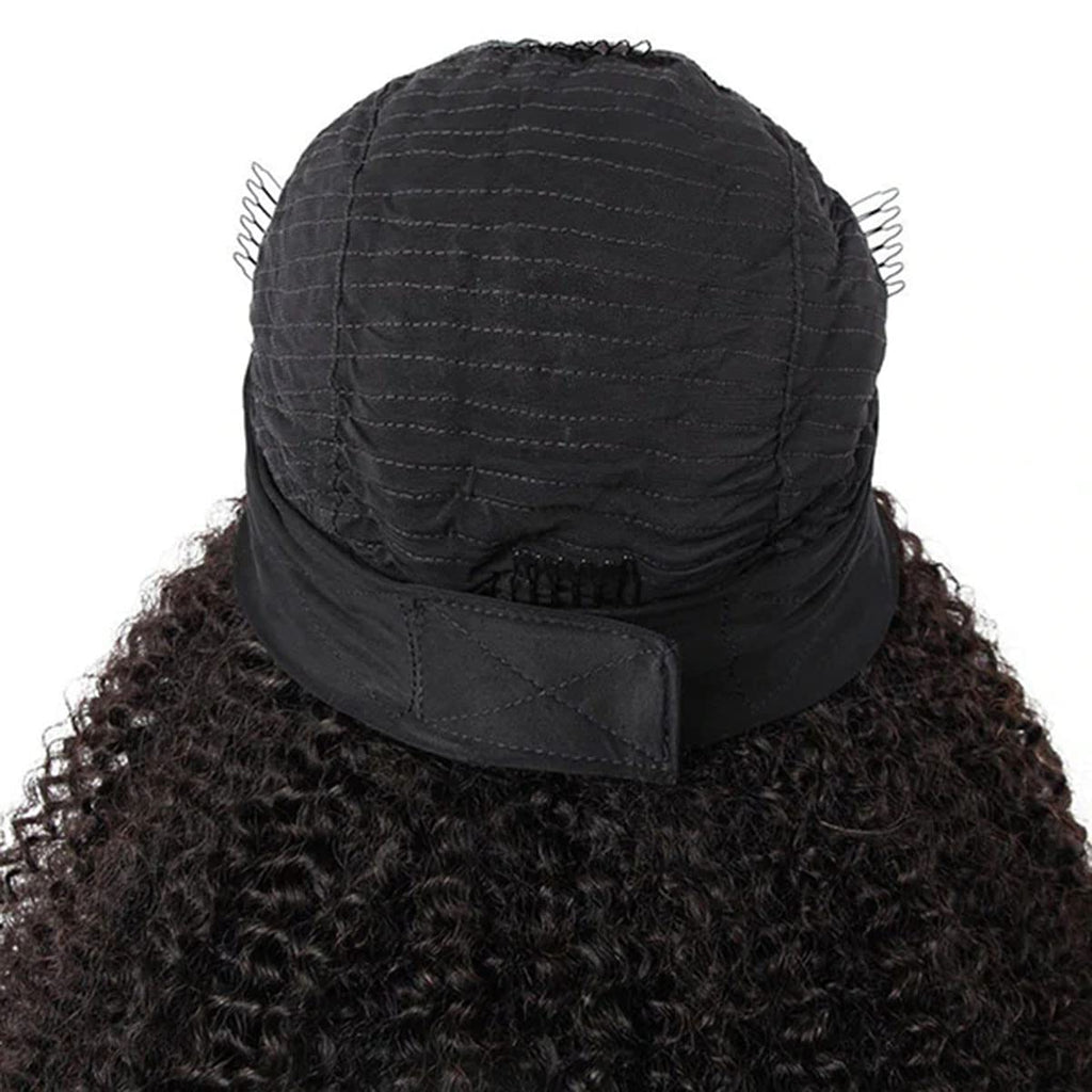 ISEE Half Wig Human Hair Glueless Wigs Upgrade 3 IN 1 Half Wig With Drawstring Seamless Clip Ins Flip Over Kinky Curly Human Hair No Glue No Lace For Women 180% Density 22 Inch