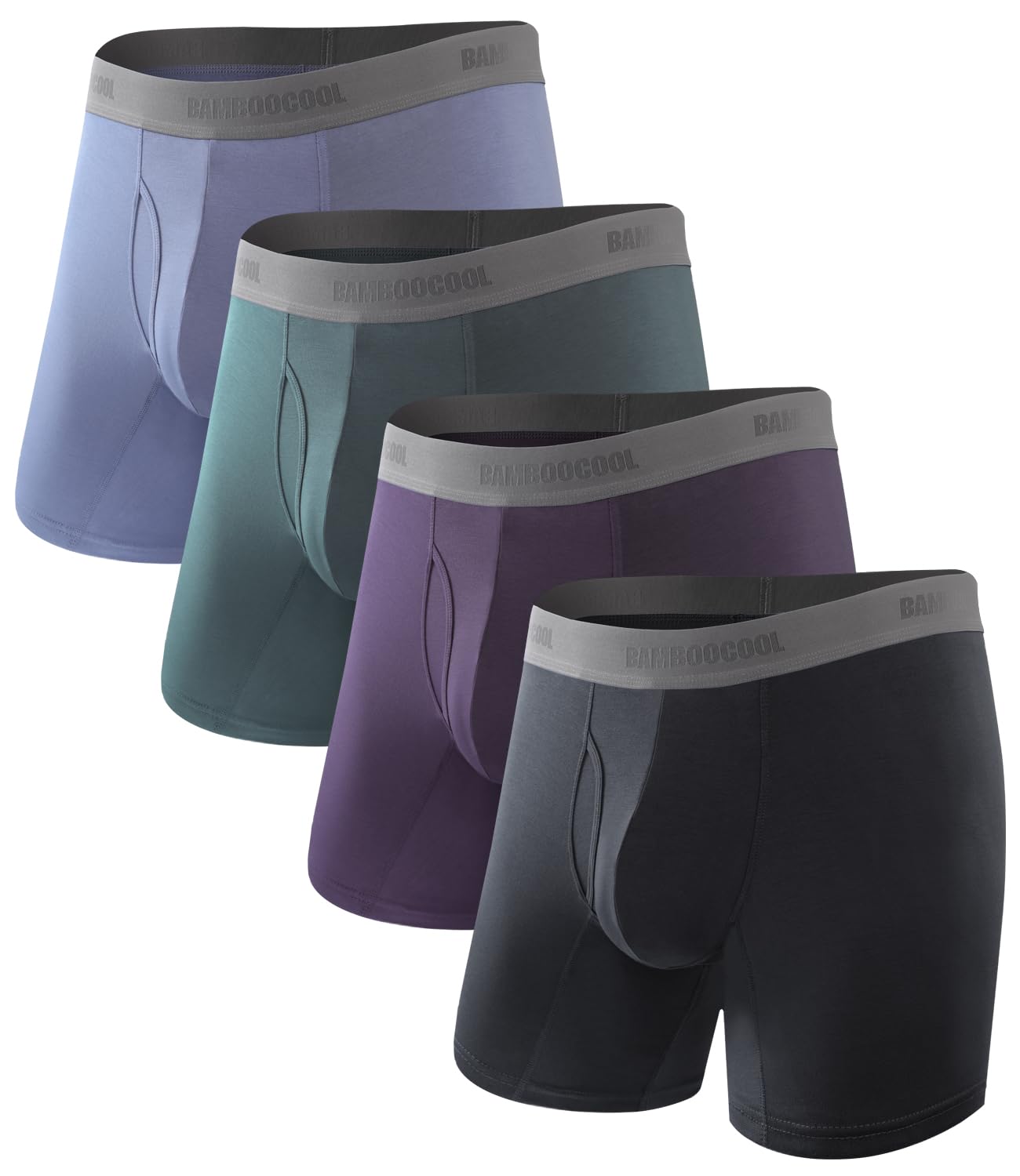 BAMBOO COOL Men's Ultra Breathable Underwear,No Riding Up Boxer Briefs with ComfortFlexible Waistband,Multipack