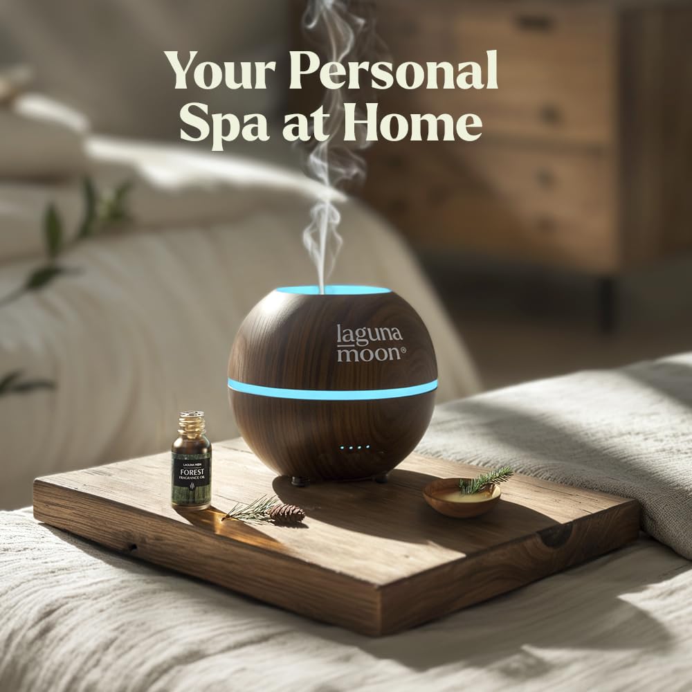 Lagunamoon Essential Oils Aromatherapy Set - 6 Oils for Diffusers, Home Care, Candle Making Scents, Fragrance, Humidifiers, Gifts - Peppermint, Tea Tree, Lavender, Eucalyptus, Orange (10mL)
