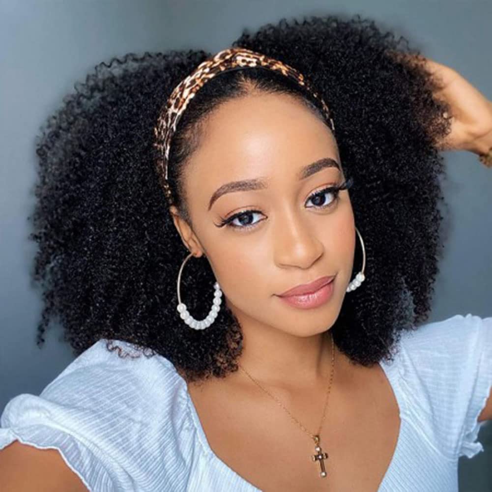 ISEE Half Wig Human Hair Glueless Wigs Upgrade 3 IN 1 Half Wig With Drawstring Seamless Clip Ins Flip Over Kinky Curly Human Hair No Glue No Lace For Women 180% Density 22 Inch