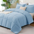 CozyLux Queen Comforter Set Black - 270GSM 3 Pieces Box Stitched Comforters Queen Size, Soft Bed Set for All Seasons, Lightweight Bedding Sets with 1 Down Alternative Comforter and 2 Pillow Shams