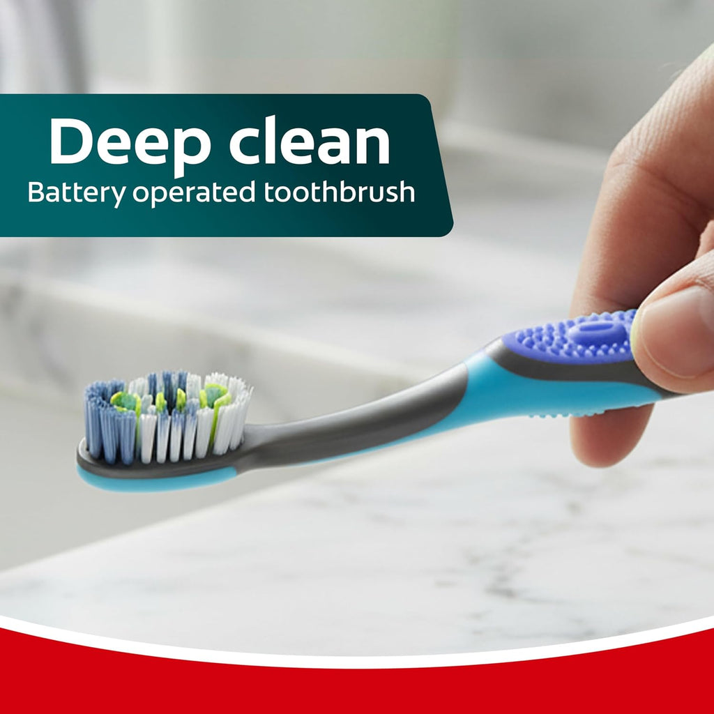 Colgate 360 Vibrate Deep Clean Battery Powered Electric Toothbrush with Medium Bristles, 2 Pack, Sonic Powered