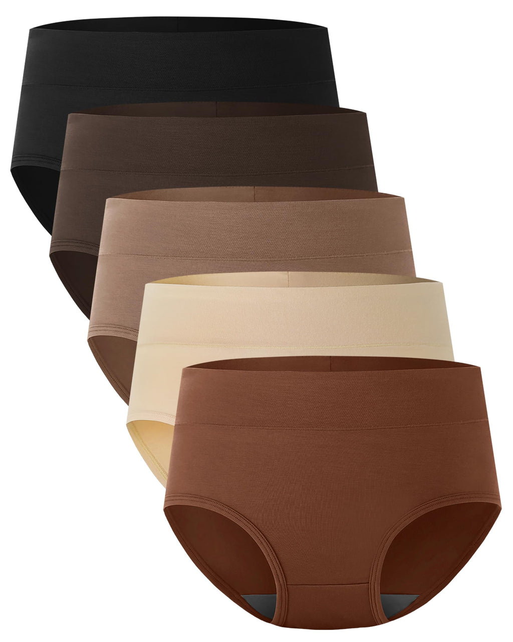BAMBOO COOL Women's Underwear High Waisted Briefs Full Coverage Soft and Breathable Panties, 5-Pack