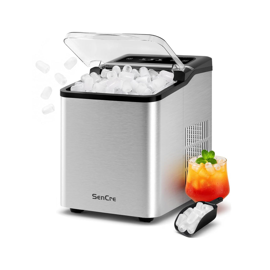 Ice Makers Countertop, 26.5Lbs/24H Ice Machine with 2 Sizes Bullet Ice, 9 Ice Cubes Release in 6 Mins, Self-Cleaning Portable Ice Maker with Ice Scoop and Basket for Home Kitchen Office Bar RV