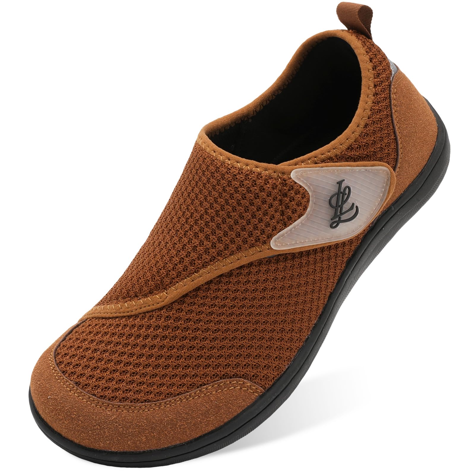 LeIsfIt Mens Wide Diabetic Shoes Adjustable Barefoot Walking Shoes Breathable Zero Drop Sneakers for Wide Width Arthritis Edema Feet