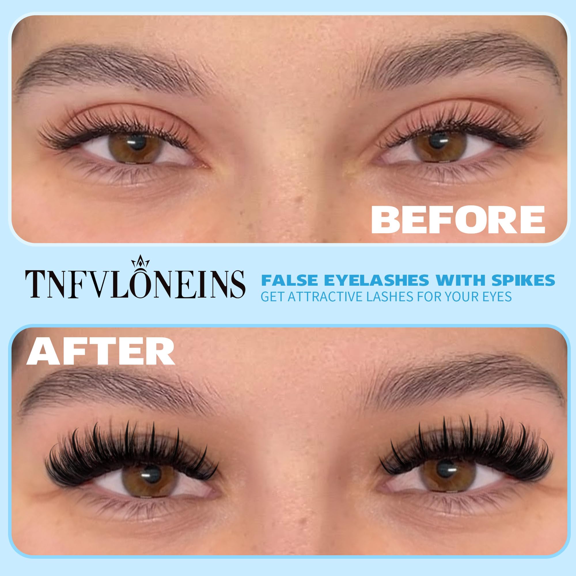 Mink Lashes Fluffy False Eyelashes Natural Look 14-17mm Cat Eye Lashes Pack, 5D Wispy Curly Fake Lashes by TNFVLONEINS - 21 Pairs 3 Styles
