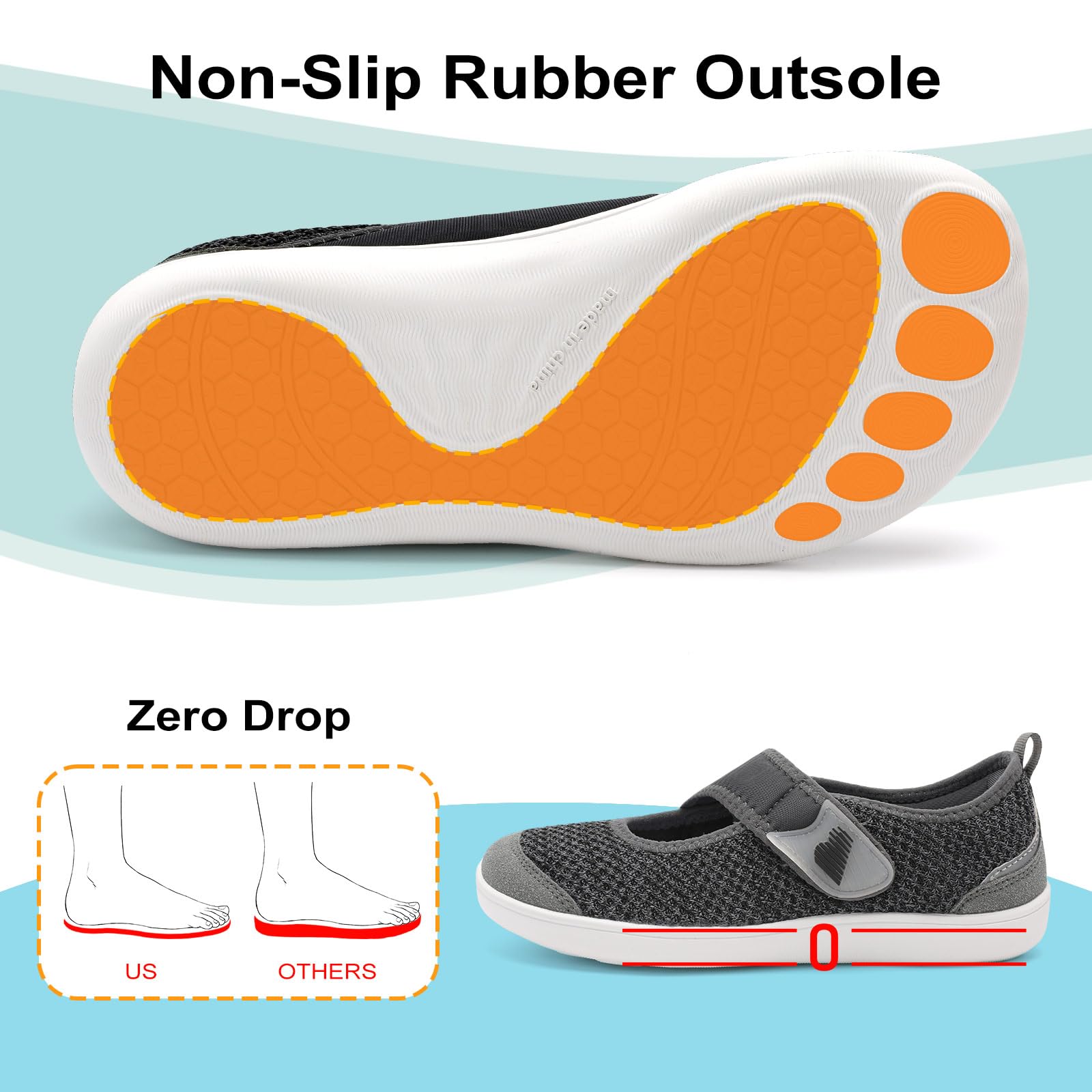 BARERUN Womens Barefoot Walking Shoes Adjustable Wide Diabetic Shoes Breathable Zero Drop Sneakers for Wide Width Arthritis Edema Feet Nursing Shoe Indoor Outdoor