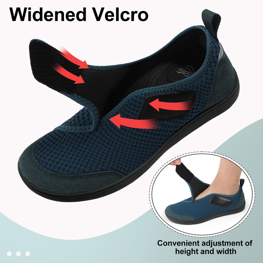 LeIsfIt Mens Wide Diabetic Shoes Adjustable Barefoot Walking Shoes Breathable Zero Drop Sneakers for Wide Width Arthritis Edema Feet