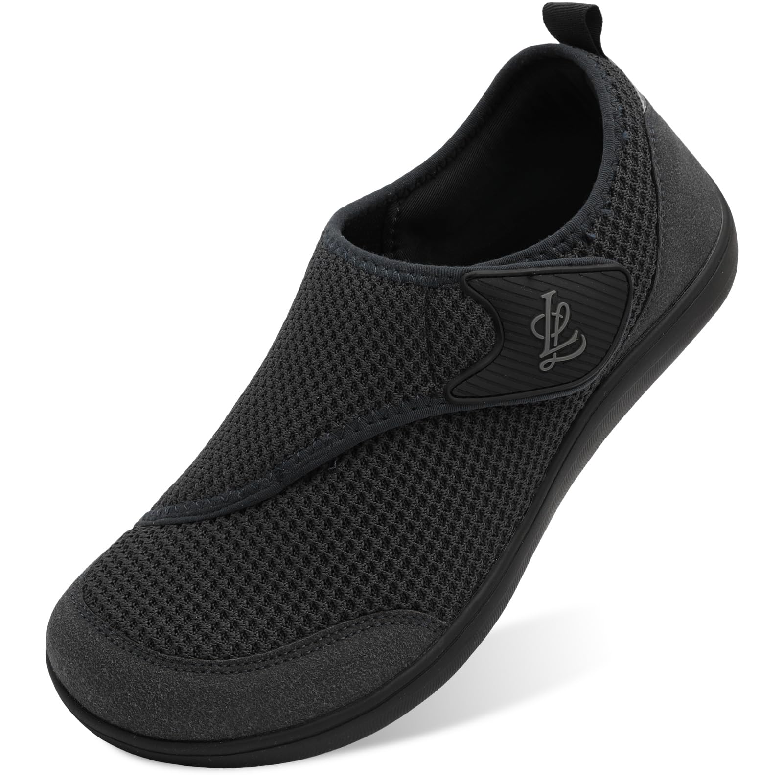LeIsfIt Mens Wide Diabetic Shoes Adjustable Barefoot Walking Shoes Breathable Zero Drop Sneakers for Wide Width Arthritis Edema Feet