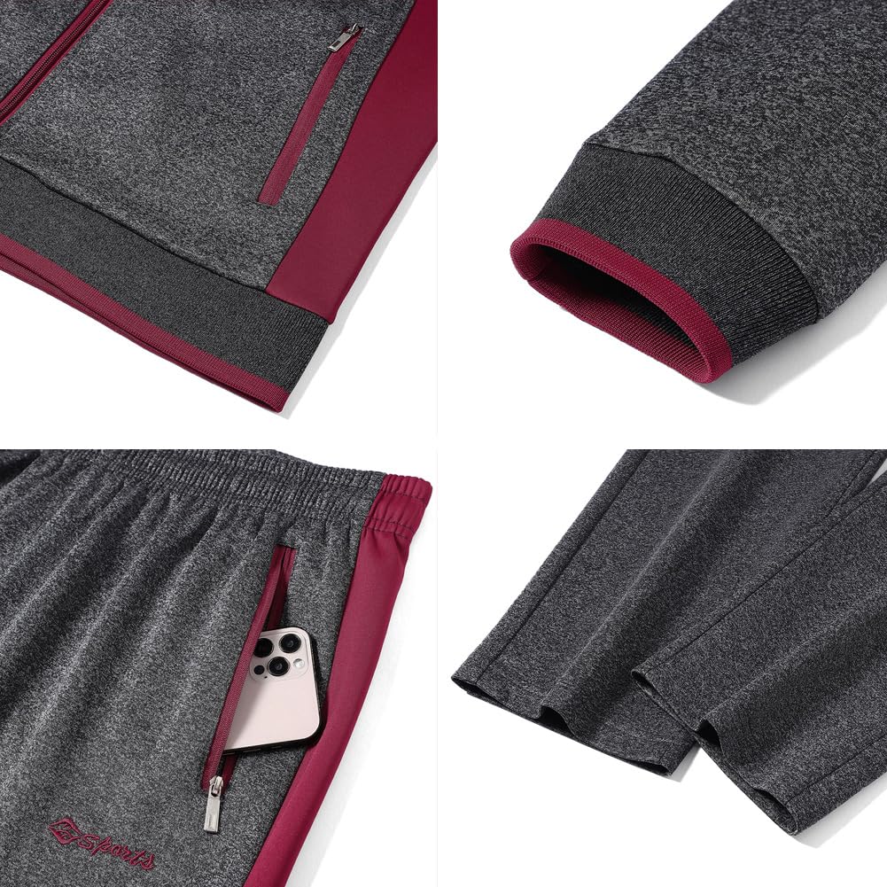 Men's Casual Athletic Tracksuit Long Sleeve Sweatsuit Set Full Zip Running Jacket and Pants 2 Piece Outfits