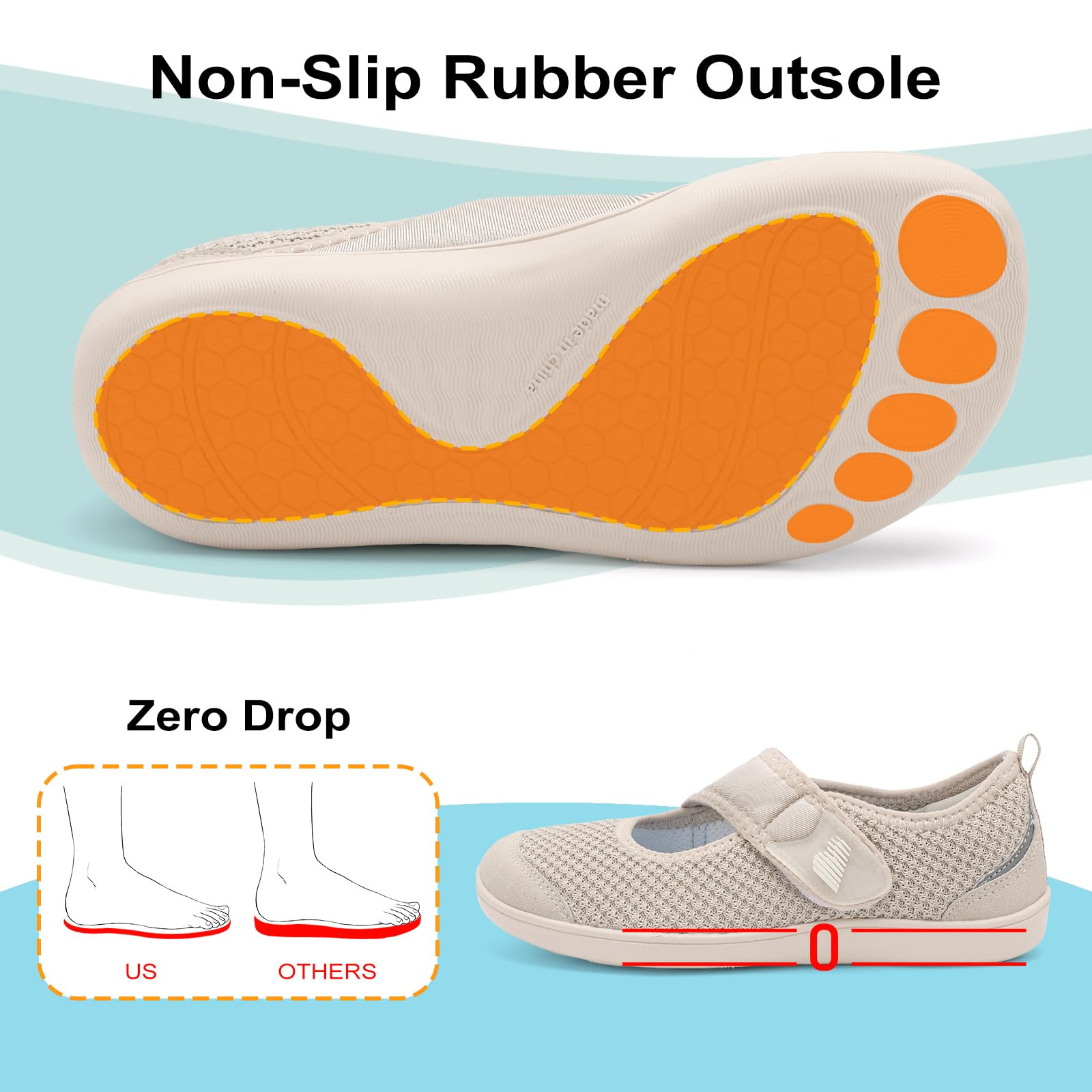 BARERUN Womens Barefoot Walking Shoes Adjustable Wide Diabetic Shoes Breathable Zero Drop Sneakers for Wide Width Arthritis Edema Feet Nursing Shoe Indoor Outdoor
