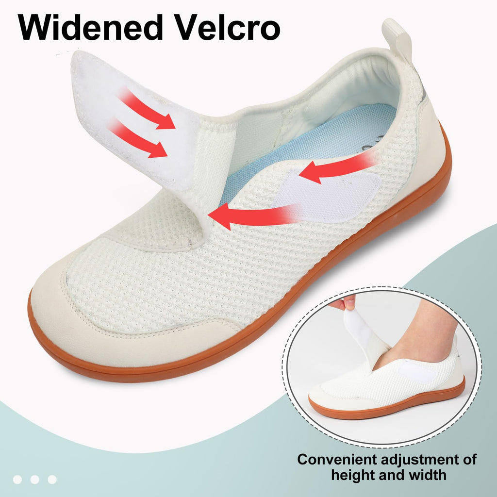 LeIsfIt Mens Wide Diabetic Shoes Adjustable Barefoot Walking Shoes Breathable Zero Drop Sneakers for Wide Width Arthritis Edema Feet