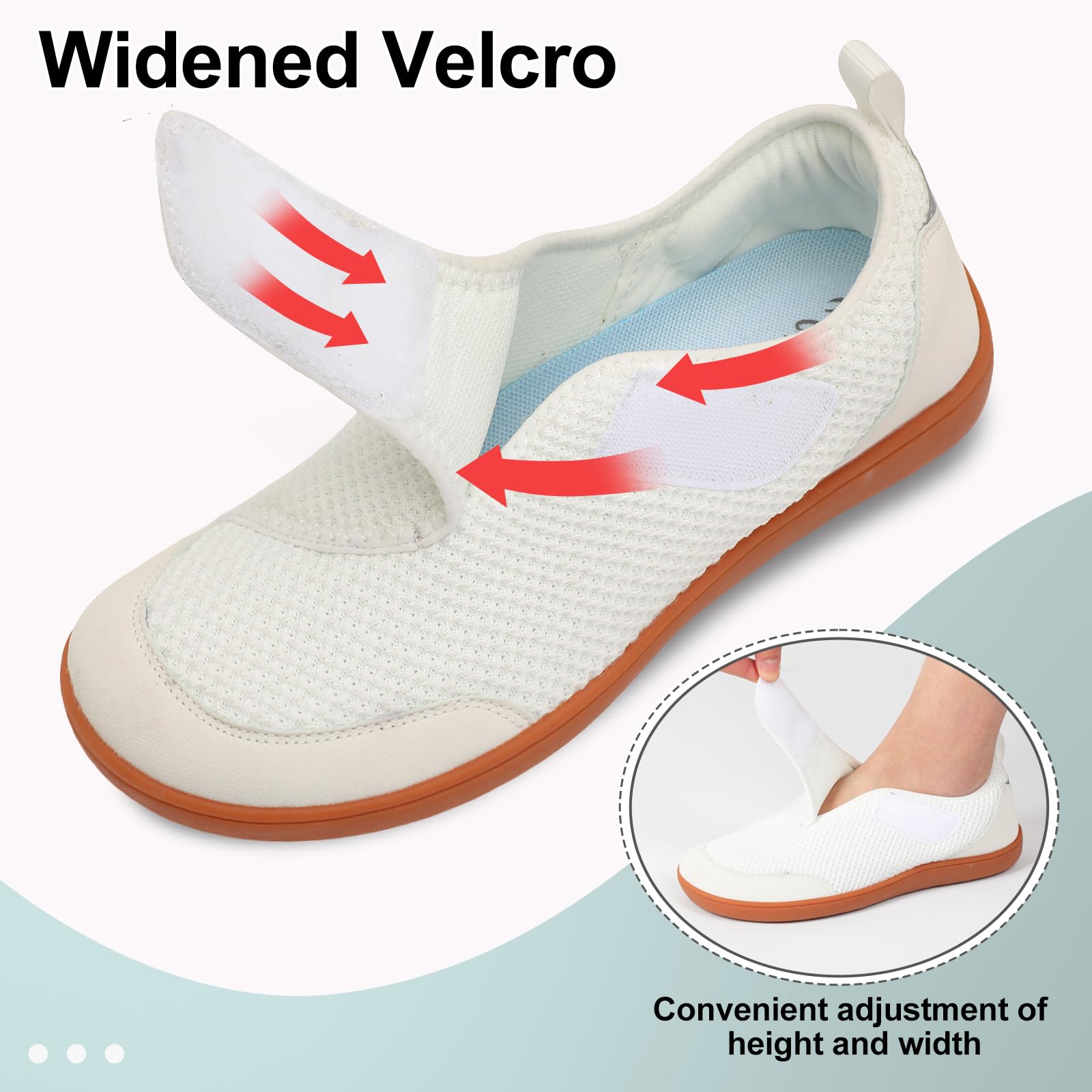LeIsfIt Mens Wide Diabetic Shoes Adjustable Barefoot Walking Shoes Breathable Zero Drop Sneakers for Wide Width Arthritis Edema Feet