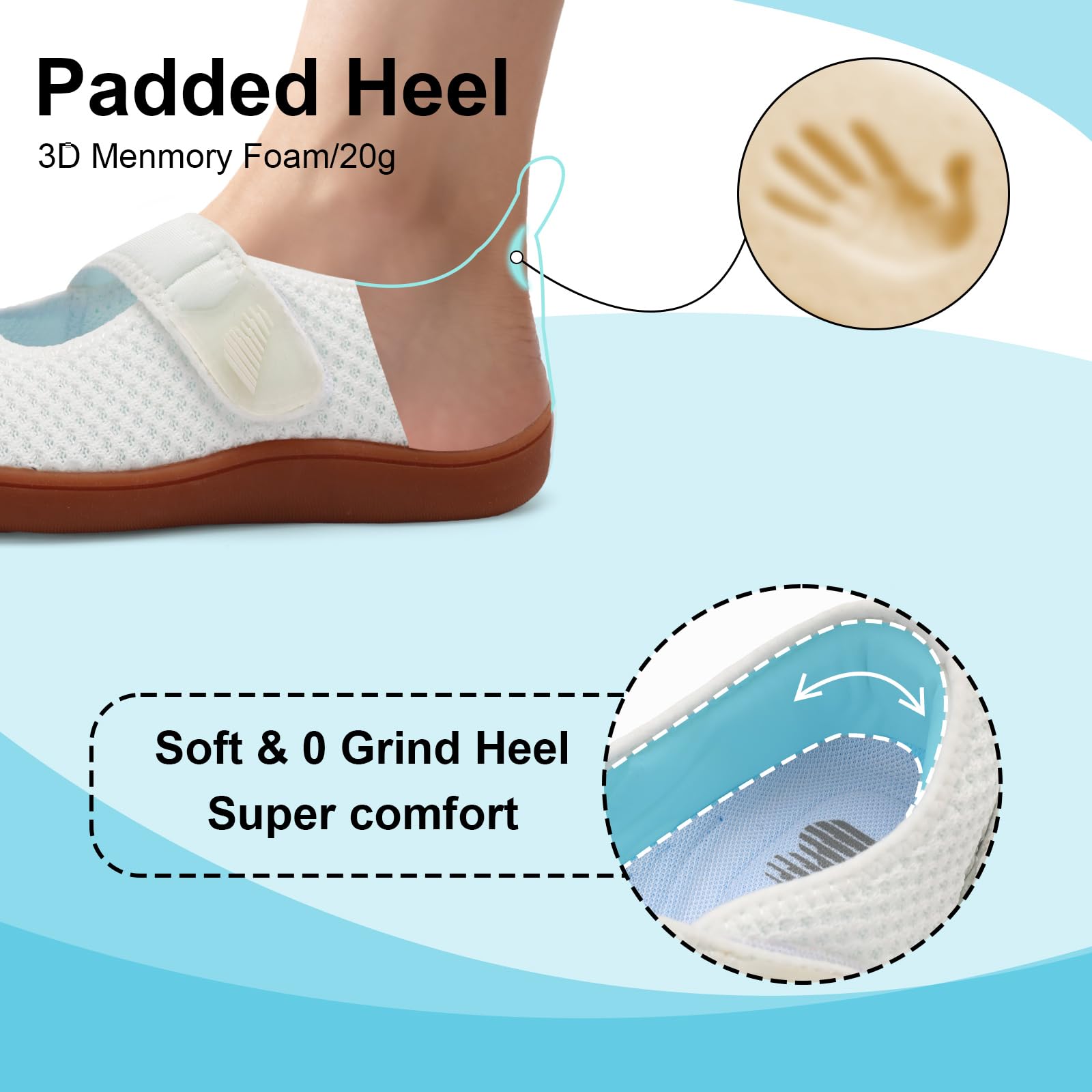 BARERUN Womens Barefoot Walking Shoes Adjustable Wide Diabetic Shoes Breathable Zero Drop Sneakers for Wide Width Arthritis Edema Feet Nursing Shoe Indoor Outdoor