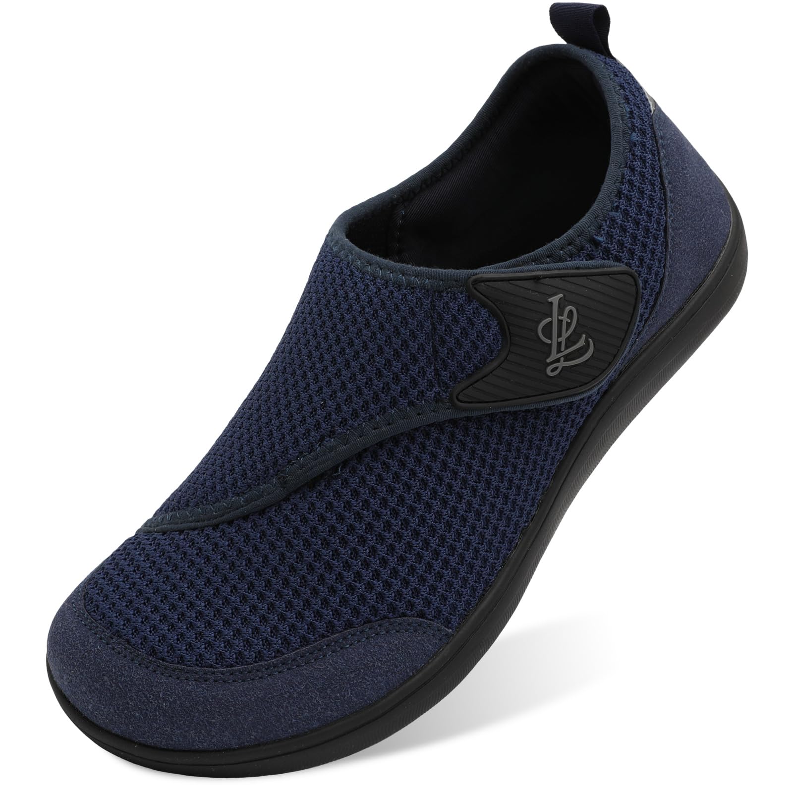 LeIsfIt Mens Wide Diabetic Shoes Adjustable Barefoot Walking Shoes Breathable Zero Drop Sneakers for Wide Width Arthritis Edema Feet
