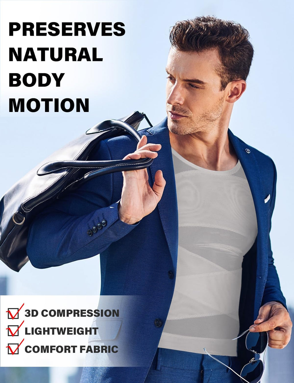 Arjen Kroos Compression Shirts for Men Breathable Mesh Slimming Tank Tops | Shapewear,Body Shaper,Fajas Para Hombres,Gynecomastia & Tummy Control,Posture Support,for Workout Gym/Dates/Formal Events