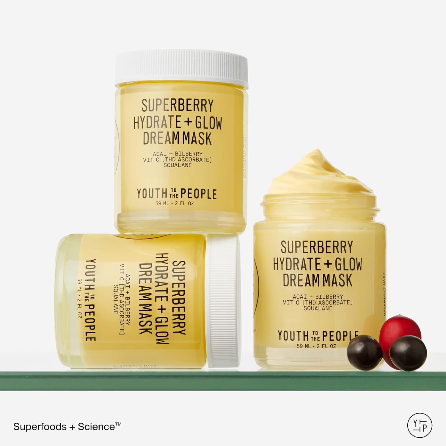 Youth To The People Superberry Dream Mask - Hydrate + Glow Face Moisturizer | Vitamin C Brightening Night Cream - Antioxidant-Rich Hydration, Radiant Glow, For Dry/Dull Skin, Uneven Tone, Non-comedogenic
