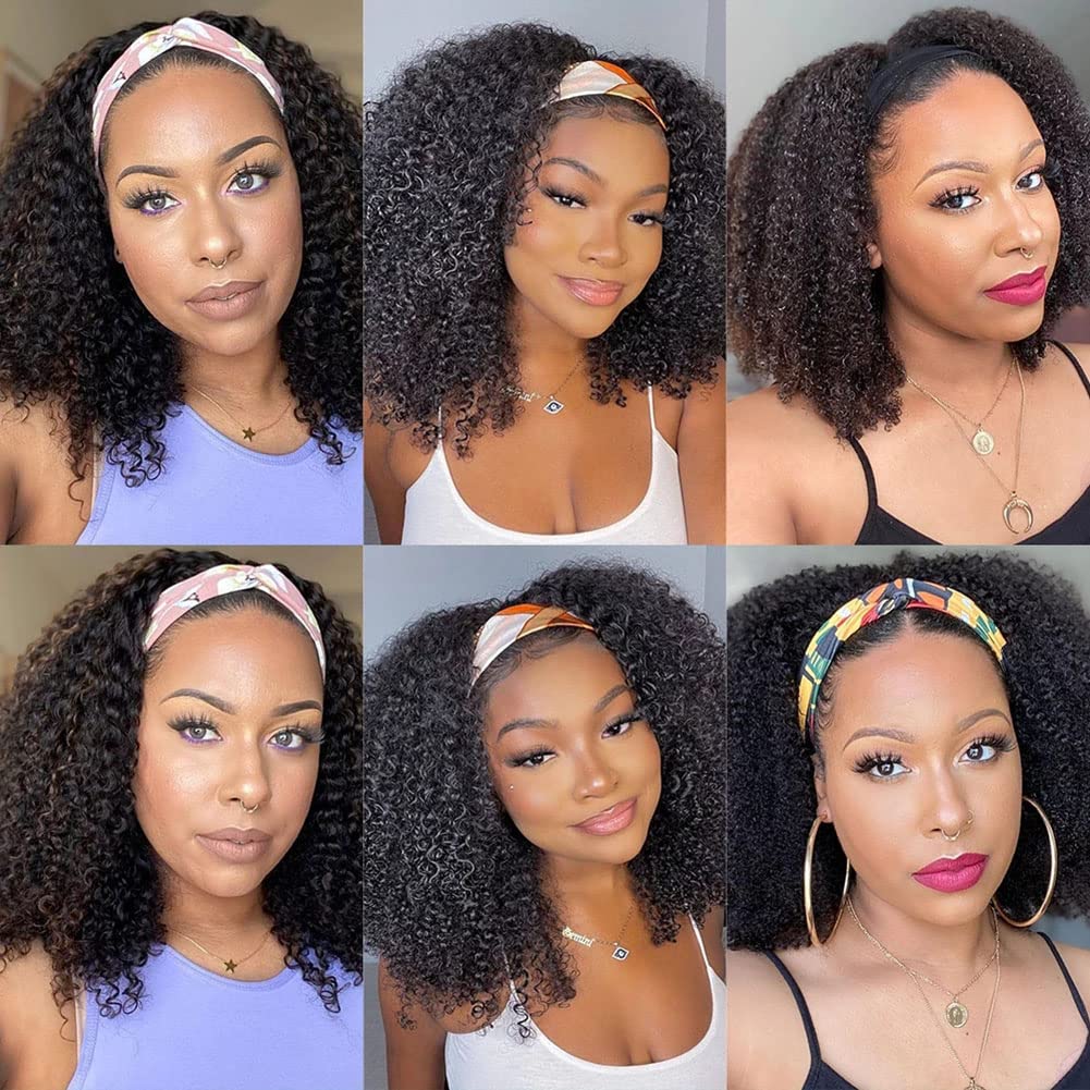 ISEE Half Wig Human Hair Glueless Wigs Upgrade 3 IN 1 Half Wig With Drawstring Seamless Clip Ins Flip Over Kinky Curly Human Hair No Glue No Lace For Women 180% Density 22 Inch