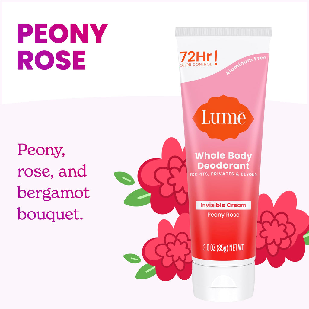Lume Skin Care Gift Set for Women, Whole Body Deodorant Starter Pack -Smooth Solid Stick, Invisible Cream Tube, Acidified Body Wash Mini & Deodorant Wipes -Aluminum Free Odor Control (Clean Tangerine)
