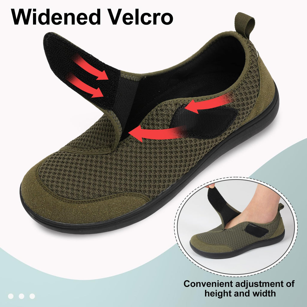 LeIsfIt Mens Wide Diabetic Shoes Adjustable Barefoot Walking Shoes Breathable Zero Drop Sneakers for Wide Width Arthritis Edema Feet