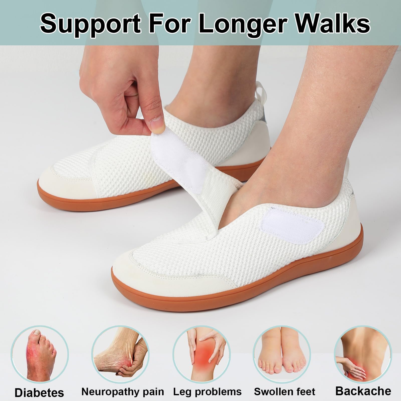 LeIsfIt Mens Wide Diabetic Shoes Adjustable Barefoot Walking Shoes Breathable Zero Drop Sneakers for Wide Width Arthritis Edema Feet