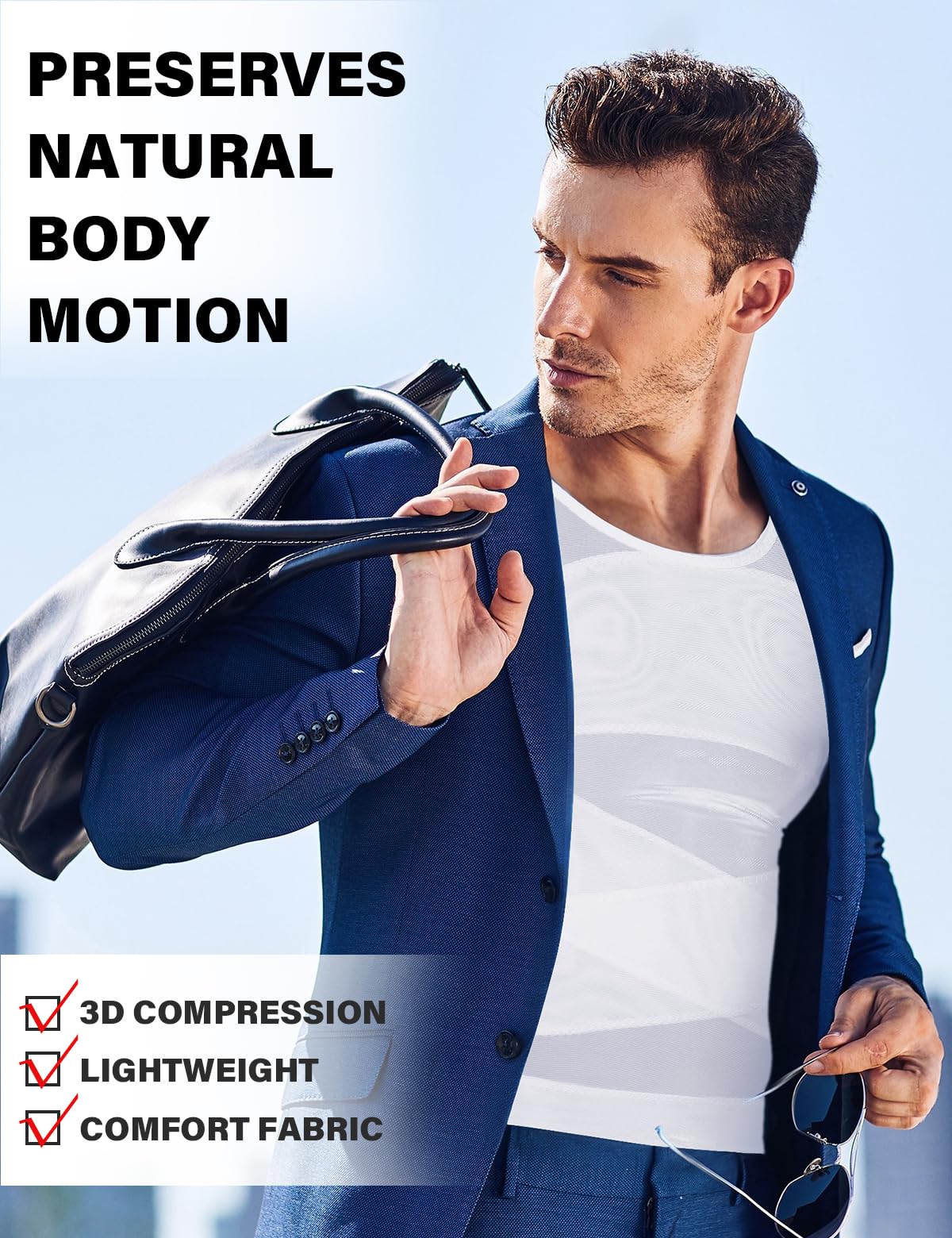 Arjen Kroos Compression Shirts for Men Breathable Mesh Slimming Tank Tops | Shapewear,Body Shaper,Fajas Para Hombres,Gynecomastia & Tummy Control,Posture Support,for Workout Gym/Dates/Formal Events