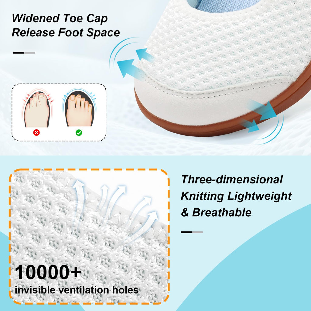 BARERUN Womens Barefoot Walking Shoes Adjustable Wide Diabetic Shoes Breathable Zero Drop Sneakers for Wide Width Arthritis Edema Feet Nursing Shoe Indoor Outdoor