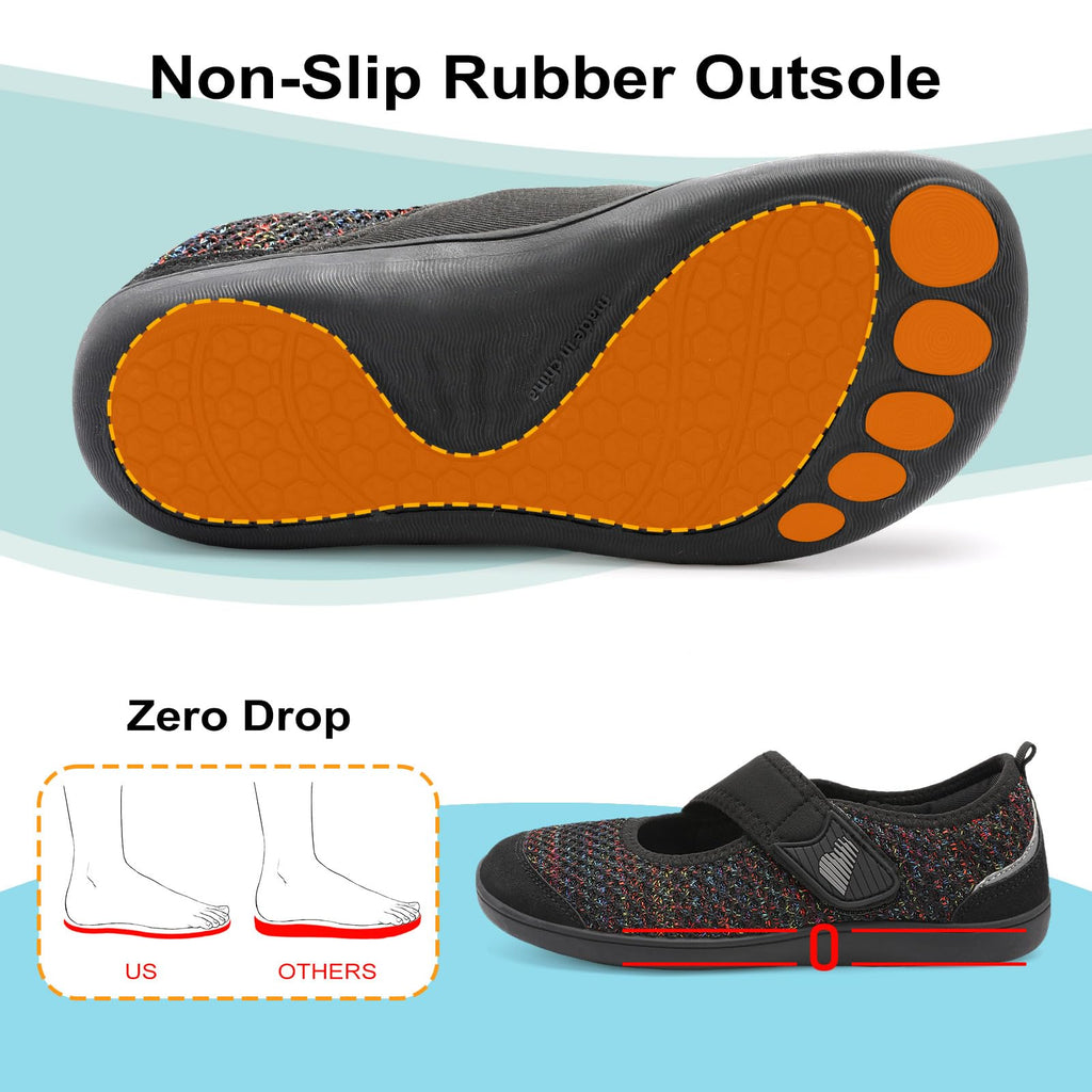 BARERUN Womens Barefoot Walking Shoes Adjustable Wide Diabetic Shoes Breathable Zero Drop Sneakers for Wide Width Arthritis Edema Feet Nursing Shoe Indoor Outdoor
