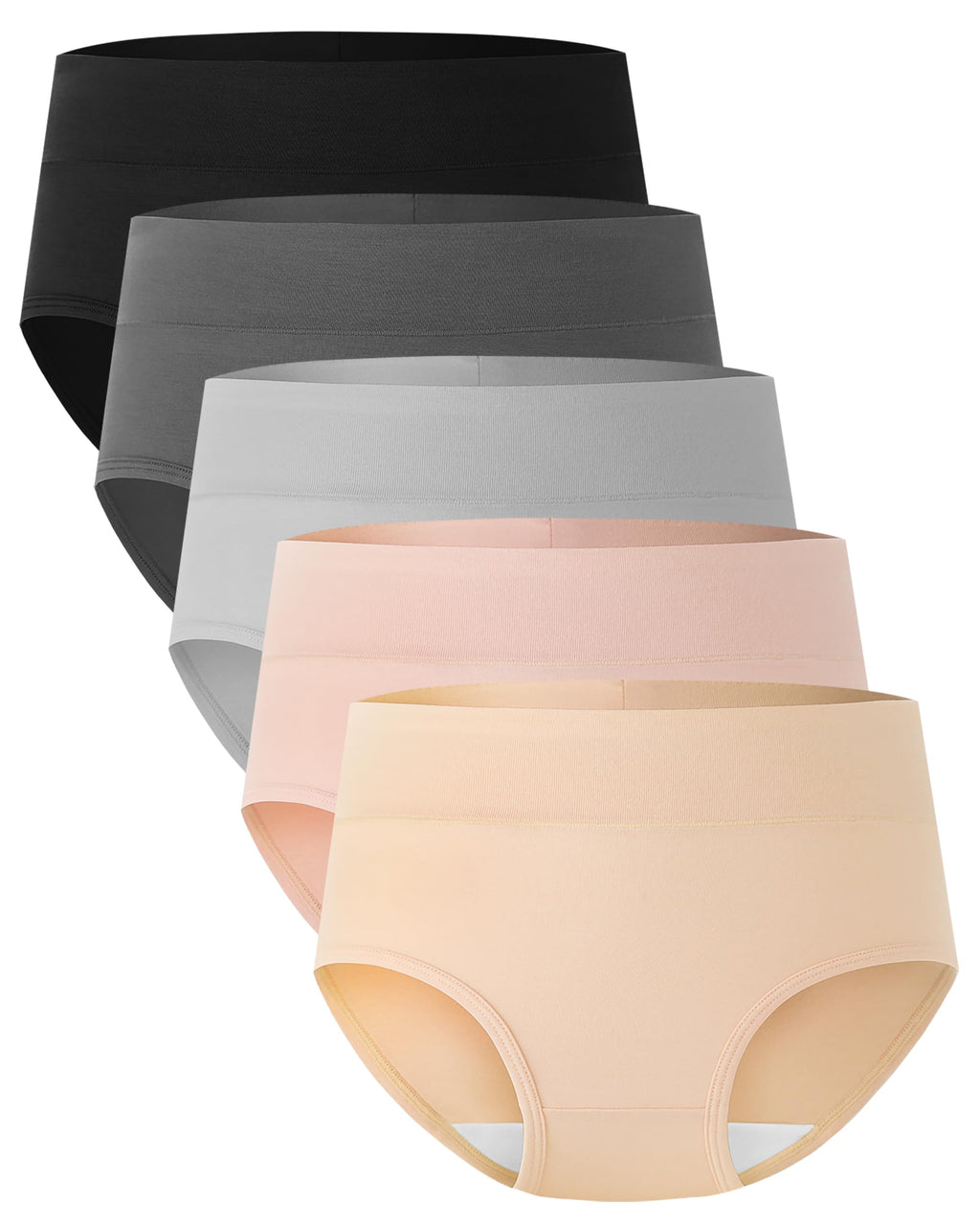 BAMBOO COOL Women's Underwear High Waisted Briefs Full Coverage Soft and Breathable Panties, 5-Pack
