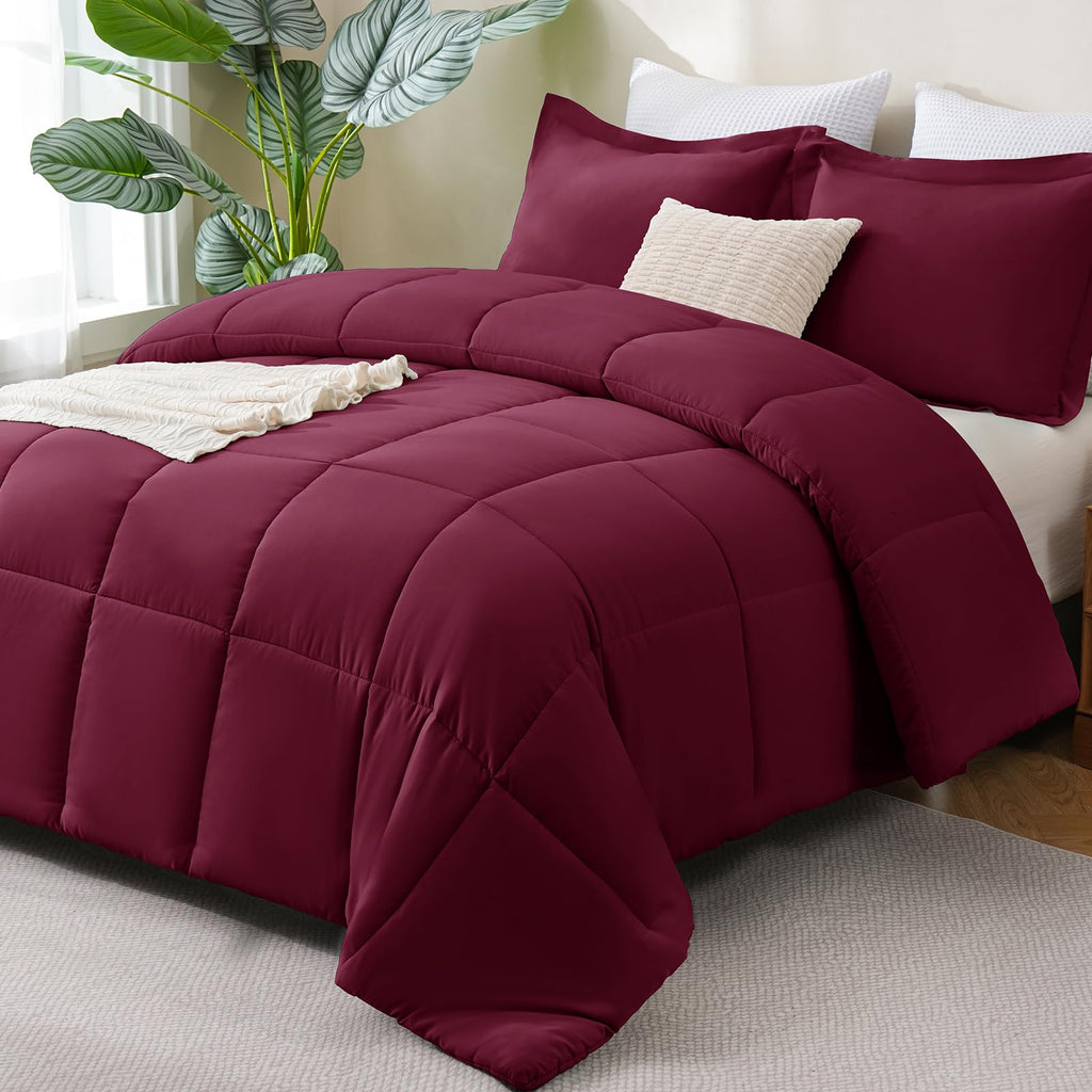 CozyLux Queen Comforter Set Black - 270GSM 3 Pieces Box Stitched Comforters Queen Size, Soft Bed Set for All Seasons, Lightweight Bedding Sets with 1 Down Alternative Comforter and 2 Pillow Shams